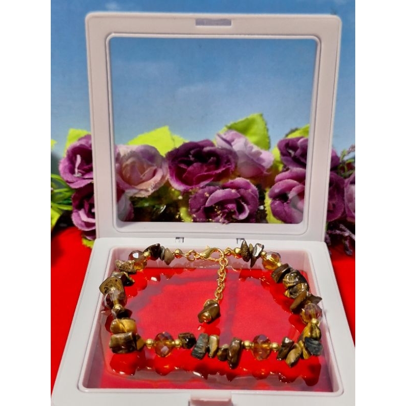 Gelang manik batu + kotak premium