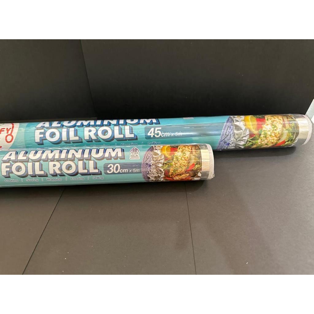 Aluminium Foil / Lembaran Penutup Makanan Foil ukuran 30 cm x  5 m dan 45 cm x 5 m