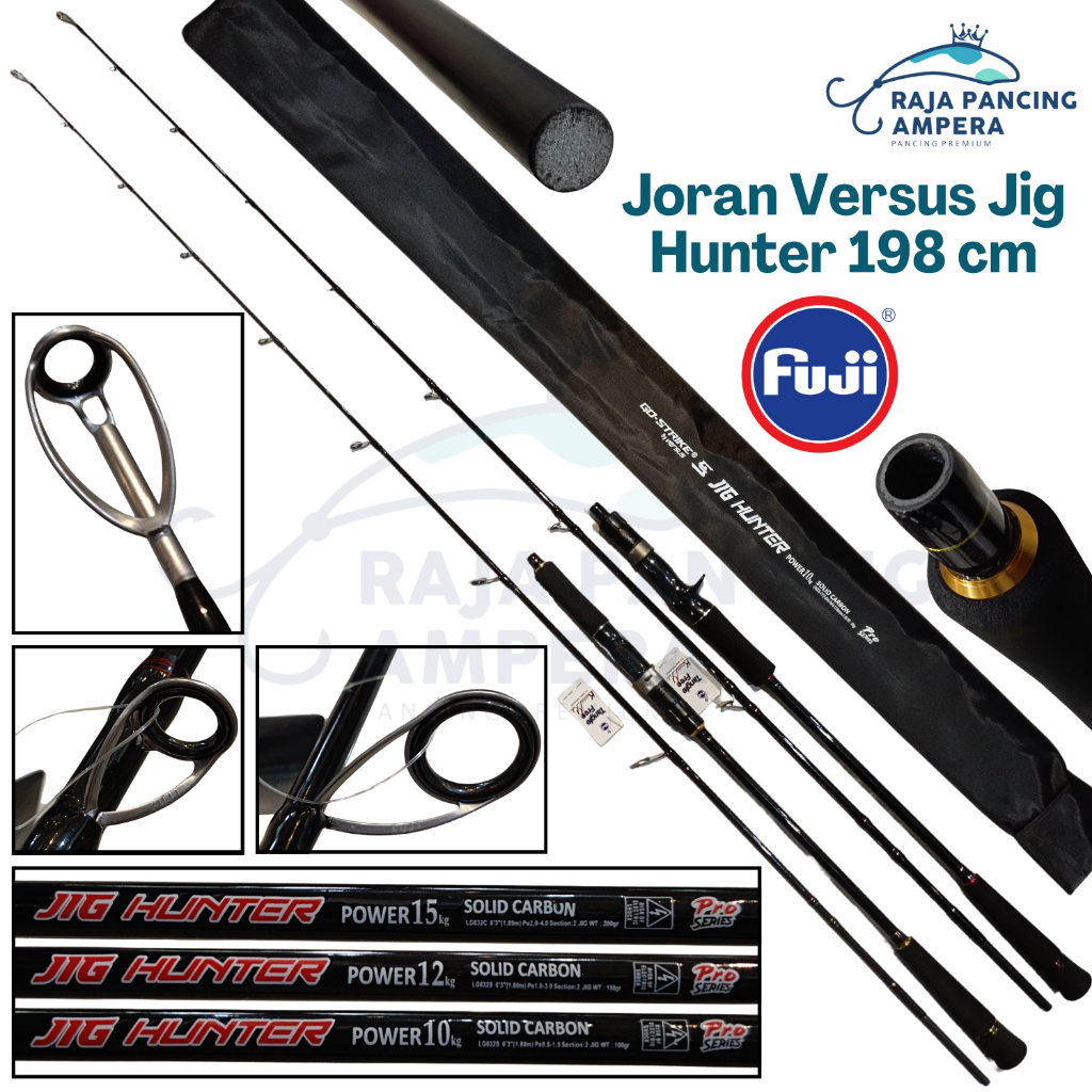 Joran Versus Jig Hunter Solid Carbon 24T Ring Full Fuji Alconite Guide Overhead & Spinning Jigging S