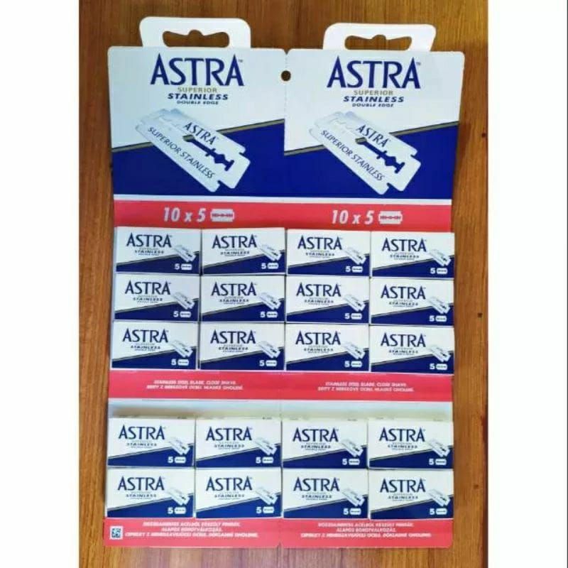 SILET ASTRA SUPERIOR BIRU STAINLESS/PISAU CUKUR