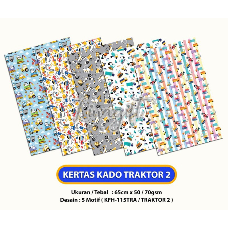 

( 5 Lembar ) TRANSPORT SQ - KERTAS KADO DOFF / GIFT WRAPPING PAPER CARS / TRUCK / TRACTOR / RACING CAR / FERARRI