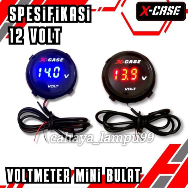 Voltmeter Digital Bulat Mini Waterproof Luminos 9nine - VOLTMETER AKI VOLT METER PENGUKUR AKI 12VOLT