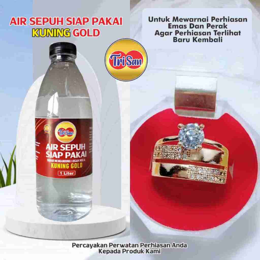 Trisan Air Sepuh Siap Pakai  Cairan Obat Sepuh Crume Bubuk Emas Pembersih perhiasan Emas dan Perak
