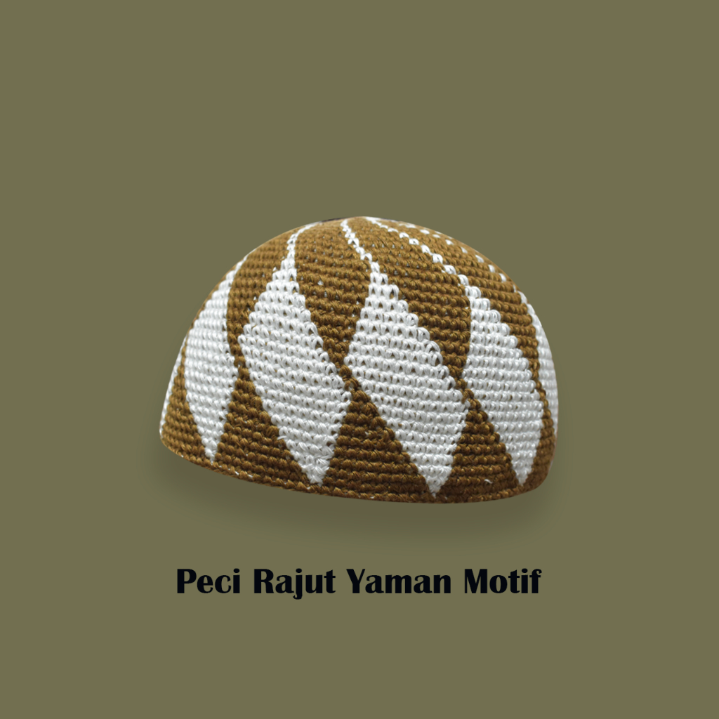 Peci Rajut Yaman Motif Tarim Kopiah Dewasa Aneka Warna Songkok Rajut Yaman Tebal / Peci Rajut Tarim 