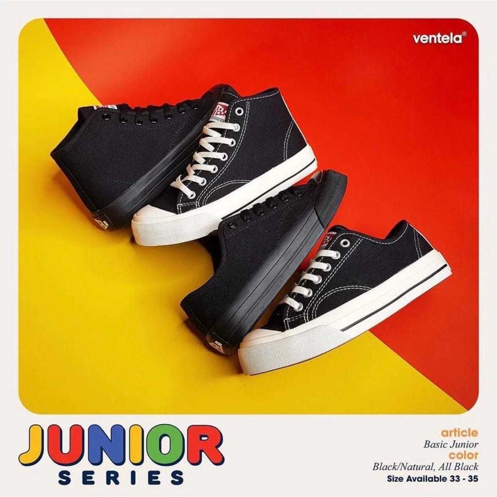 Ventela Kids Junior All Black Sepatu Sekolah Anak SD