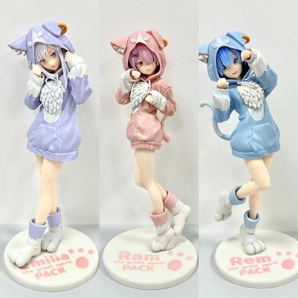 Action Figure Re zero Ram Rem Emilia 20cm Warna Warni