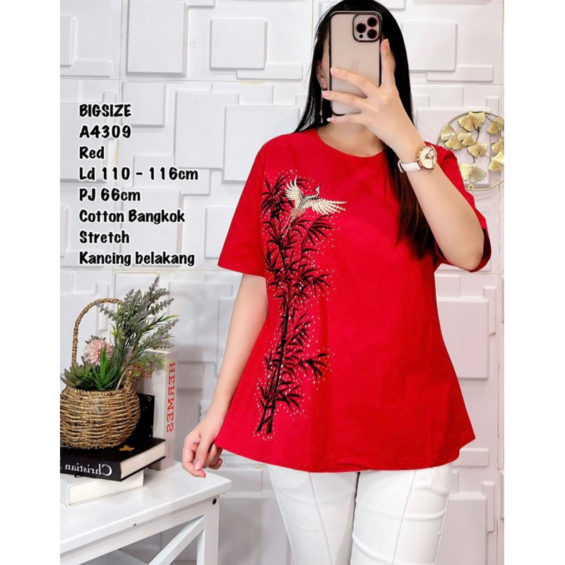 Blouse wanita ORANG TUA MOTIF BUNGA ATASAN MERAH IMLEK SINCIA NATAL FASHION TERBARU PAKAIAN PESTA AC