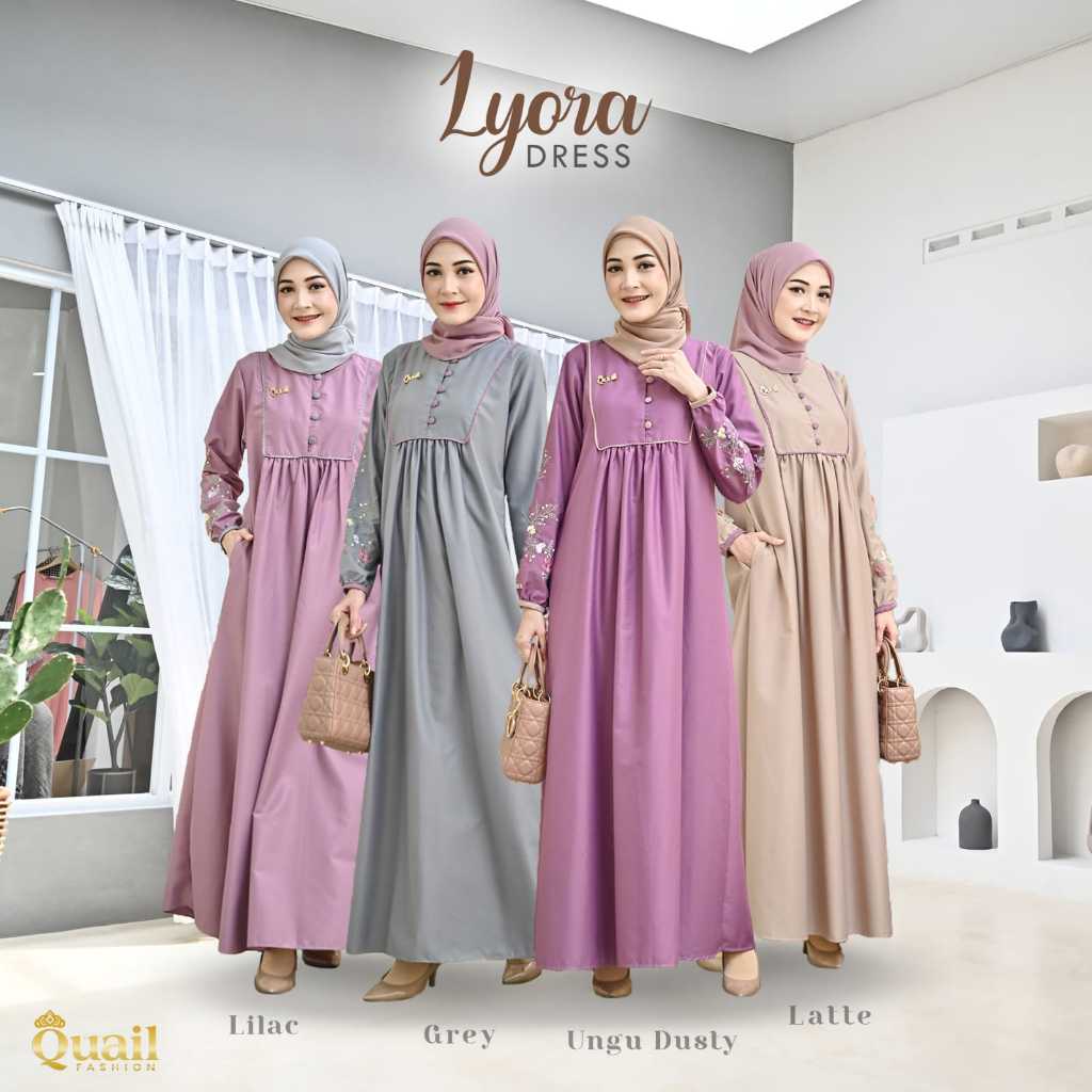 Lyora Dress Original Quail Hijab Wanita Katun FD Wudhu Friendly Lyora Quail