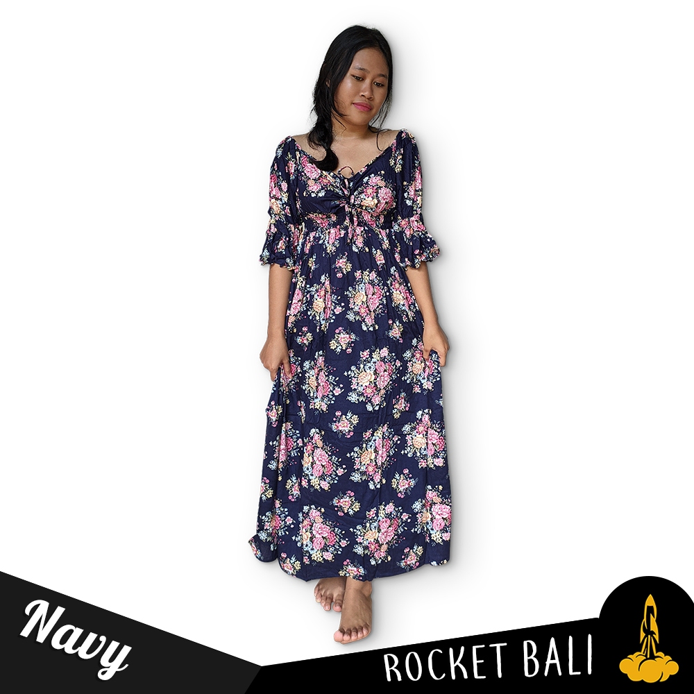 Dress Pantai Lengan Panjang - Long Dress Wanita Rayon Premium