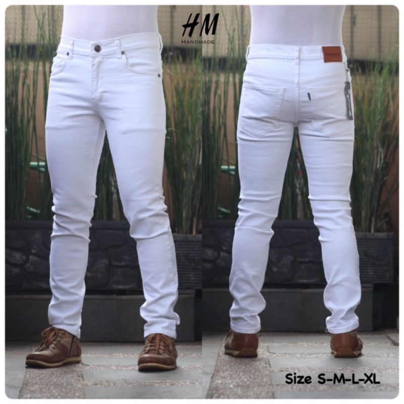 Celana Panjang Jeans Pria Putih Branded Limited Edition Terbaru 2024