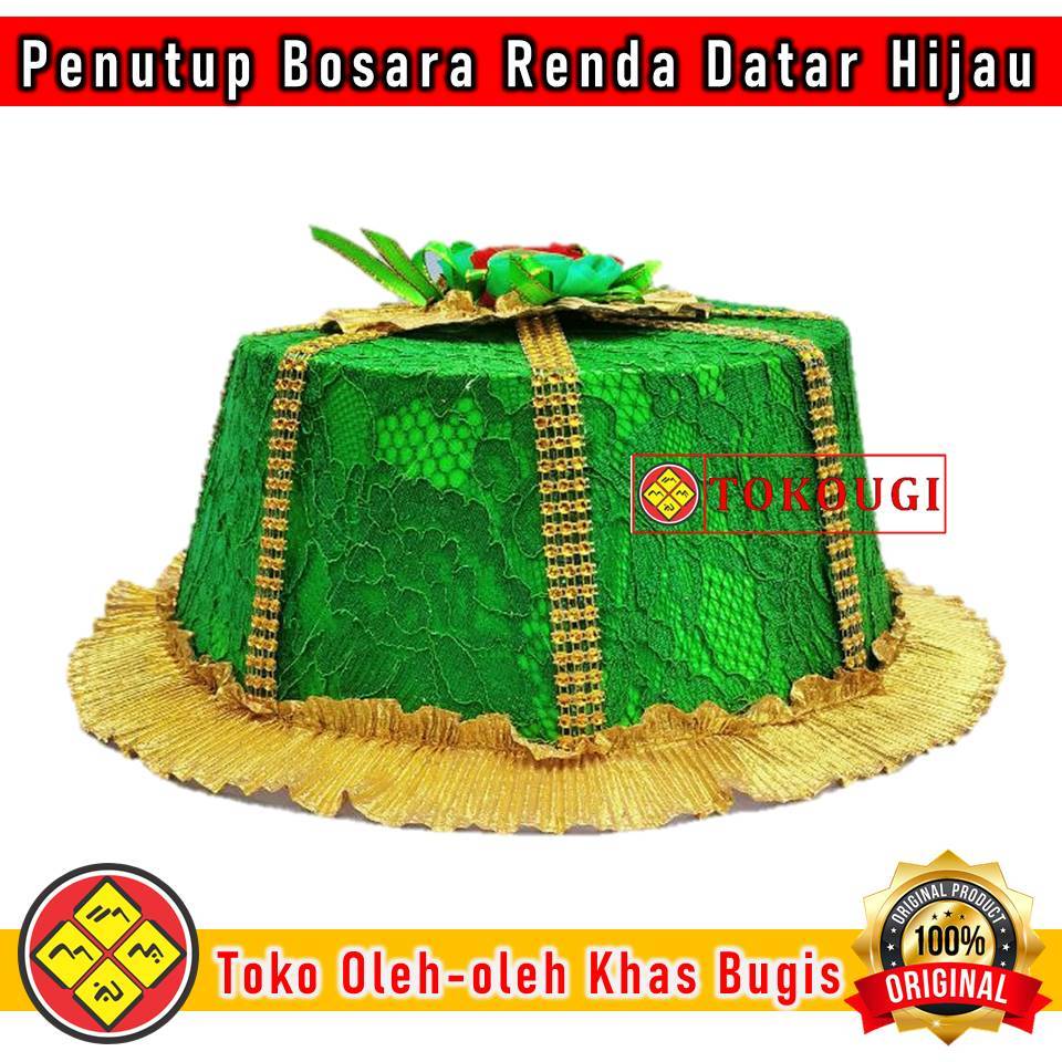 Tutup Bosara Bahan Renda Kualitas Premium Model datar Warna Hijau Bahan Besi dan Kain