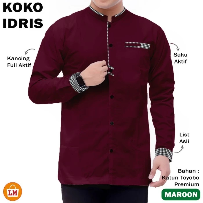 IDRUS - BAJU KOKO KEMEJA KURTA UKURAN S M L XL XXL 3XL JUMBO PRIA LAKI LAKI DEWASA BAPAK BAPAK ANAK 