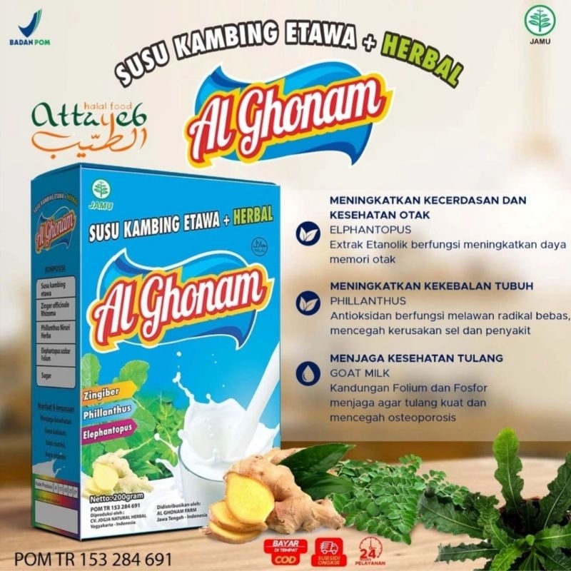 

Susu Kambing Etawa AL-GHONAM 200gram ORIGINAL Plus Herbal Meningkatkan Kecerdasan Otak Anak Lebih