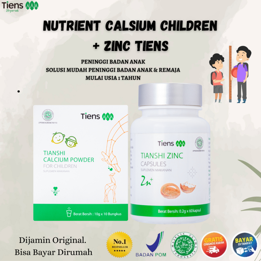 [ORI TERLARIS] Nutrisi Anak Tiens Indonesia - Zinc Kapsul dan Susu Calcium For Children Peninggi Bad