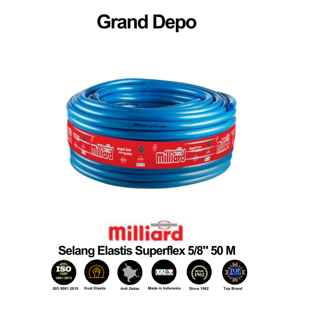 Milliard Selang Air Elastis Superflex Biru 5/8" 50 Meter