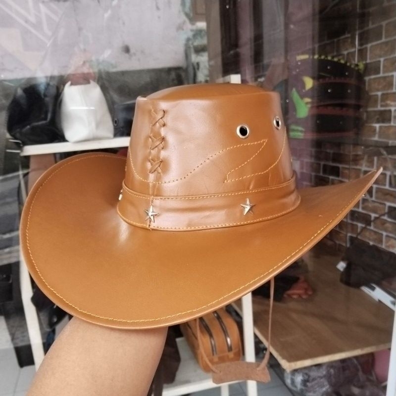 Topi pria - koboy pria kulit sapi asli - Topi amerika