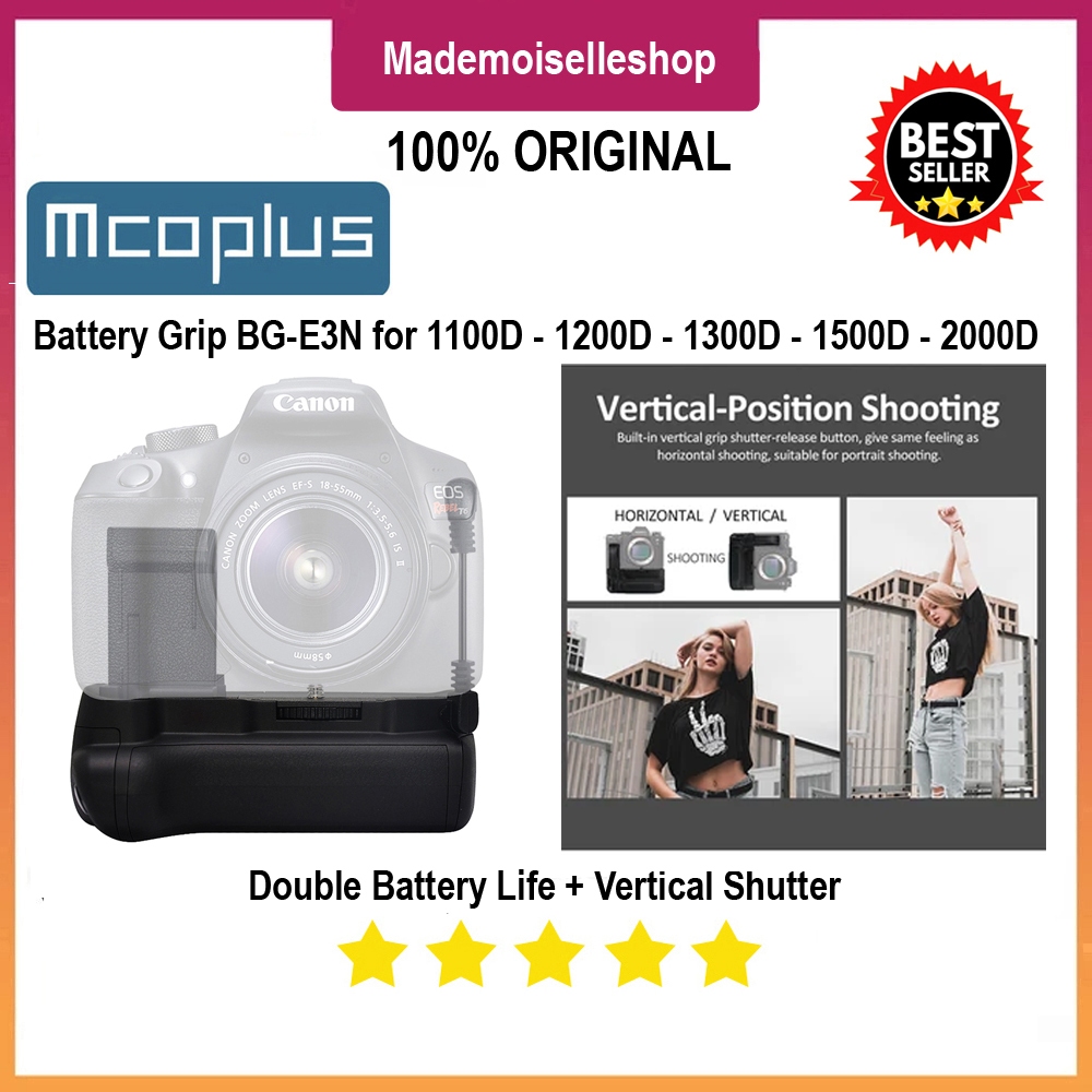 MCOPLUS Battery Grip BG-E3N / MCP-1100D For Grip Canon EOS 1100D - 1200D - 1300D - 1500D - 2000D - R