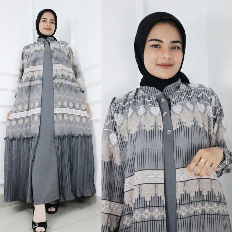 Gamis Plisket Premium Miskha Maxy BO Bahan Crinkle Airflow Size M L XL XXL Dress Kondangan Elegan Me