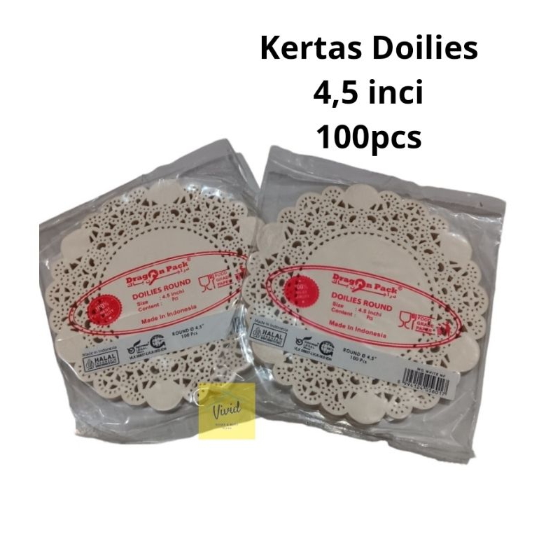 Kertas Doilies Round 4,5 inci - Kertas Alas Kue Bundar - Alas Toples -  Kertas Renda - Kertas Kue - 