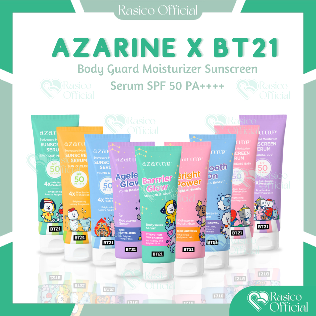 ♡ Rasico Official ♡ Azarine X BT21 Body Guard Moisturizer Sunscreen Serum SPF 50 PA++++ | BPOM Bodyg