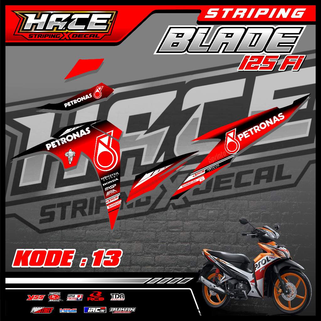 013 STICKER STRIPING HONDA BLADE VINYL HOLOGRAM PREMIUM - STRIPING HONDA BLADE PETRONAS