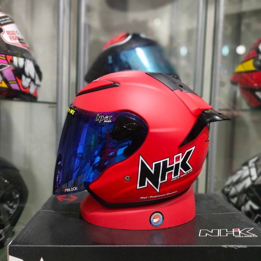 HELM NHK R6 solid red doff paket ganteng VISOR IRIDIUM SPOILER 3M