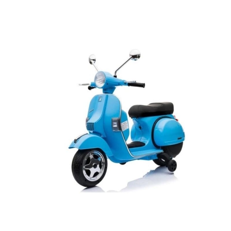 Mainan anak Motor aki vespa yukita 002 PX 150 Ban karet dan Jok kulit 12volt