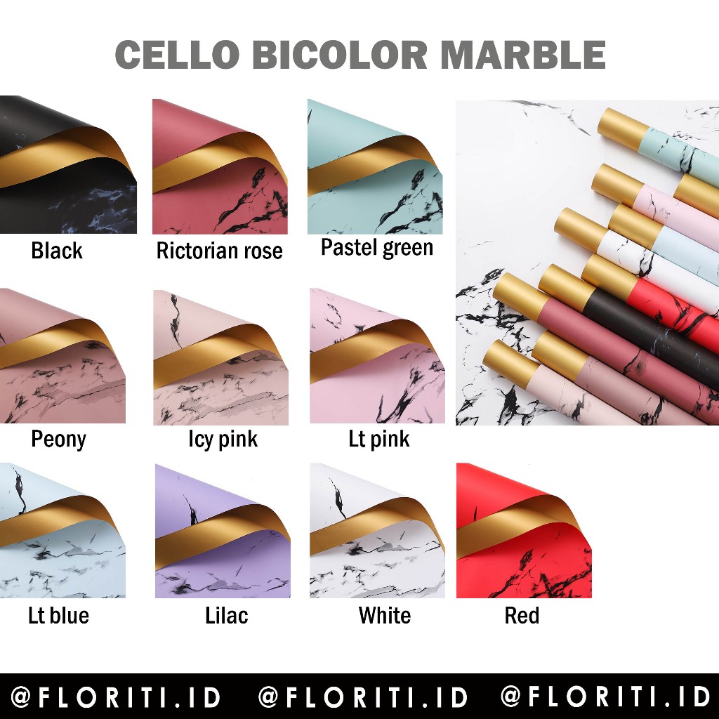 

(20 Lembar) Kertas Buket Cellophane Bicolor Marble