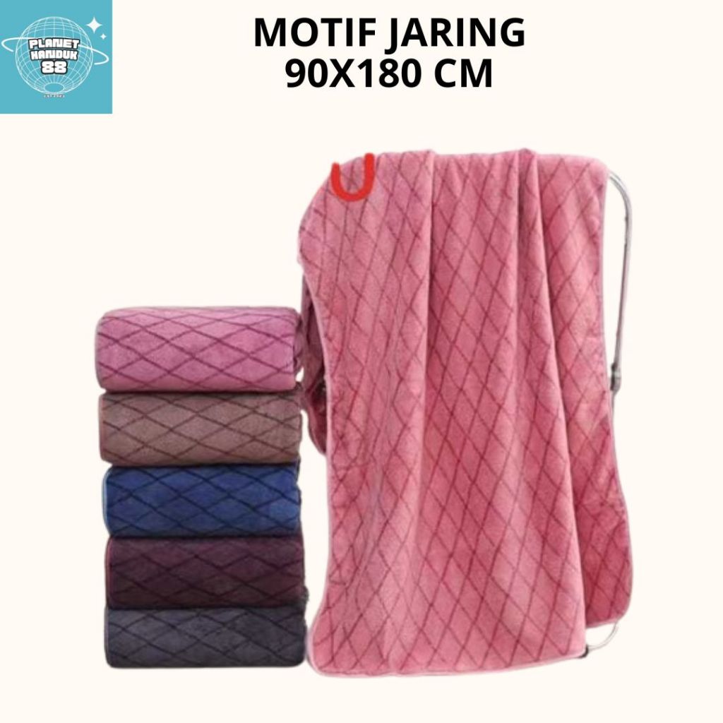 handuk mandi dewasa jumbo motif ukuran 90x180 cm bahan microfiber lembut daya serap 100% berkualitas