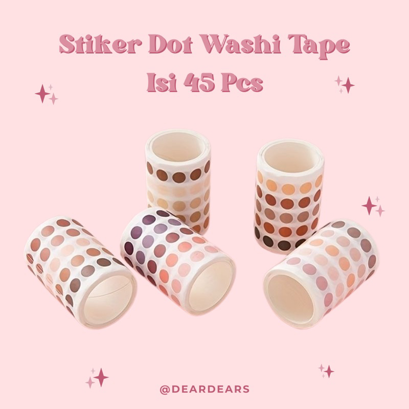 

(45 Pcs) Stiker Dot Washi Tape Kecil Pastel Color Dekorasi Jurnal Scrapbook