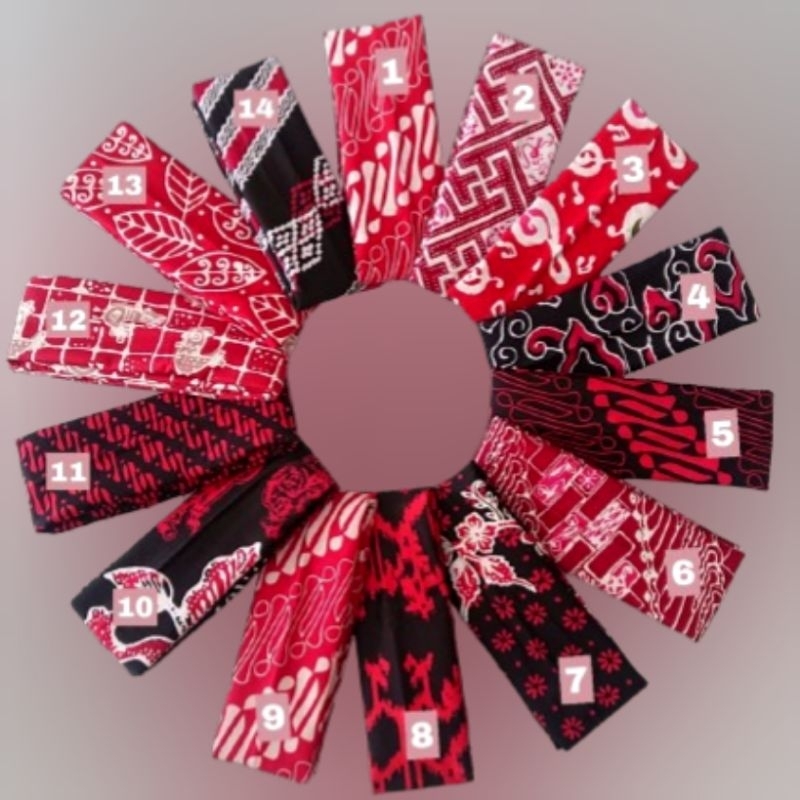 KAIN BATIK CAP WARNA MERAH PUTIH MERAH HITAM MAROON