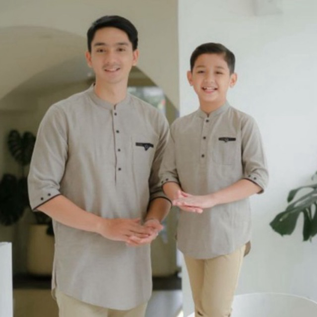 Kurta Couple Ayah Dan Anak  Kombinasi List Bahan Cotton Oxford