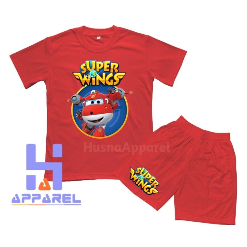 BAJU ANAK KAOS ANAK SETELAN SUPER WINGS JETT
