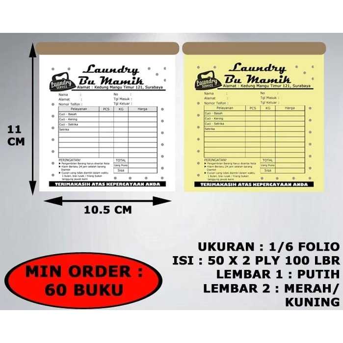 

CETAK NOTA CUSTOM 2PLY UKURAN 1/6 FOLIO FREE DESIGN ISI 50SET/BUKU NOTA SURAT JALAN NOTA BARANG