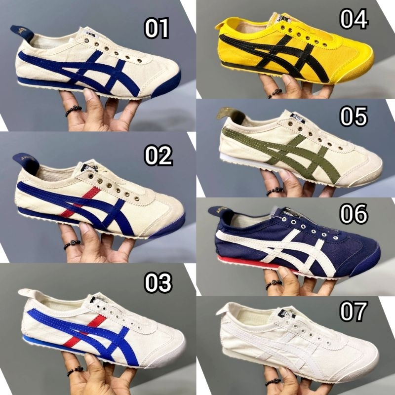 sepatu Slipon sneakers pria wanita tiger kanvas tanpa tali