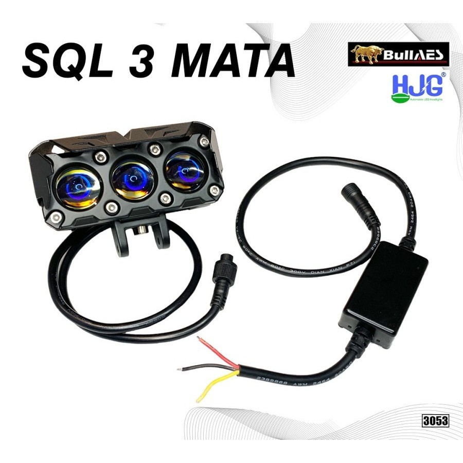 Projie mini Laser Foglamp SQL 3 MATA Hi Loo 45W BLUE LENS - PUTIH KUNING