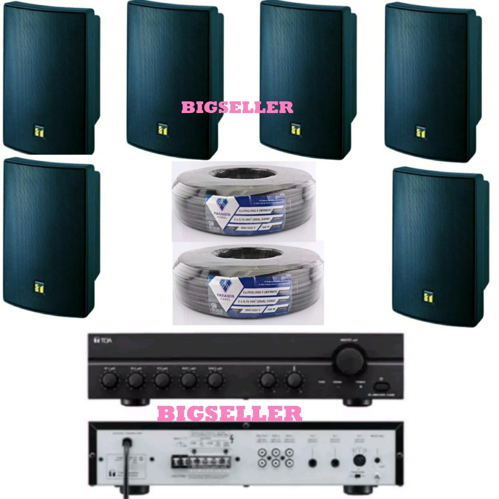 PAKET TOA 6 SPEAKER DALAM AMPLI ZA2120  ZA 2120 PLUS 100 METER KABEL