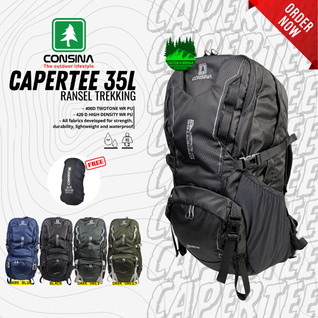 Daypack Consina Capertee 35 Liter Free Raincover Tas Ransel Consina Murah Tas Laptop Pria