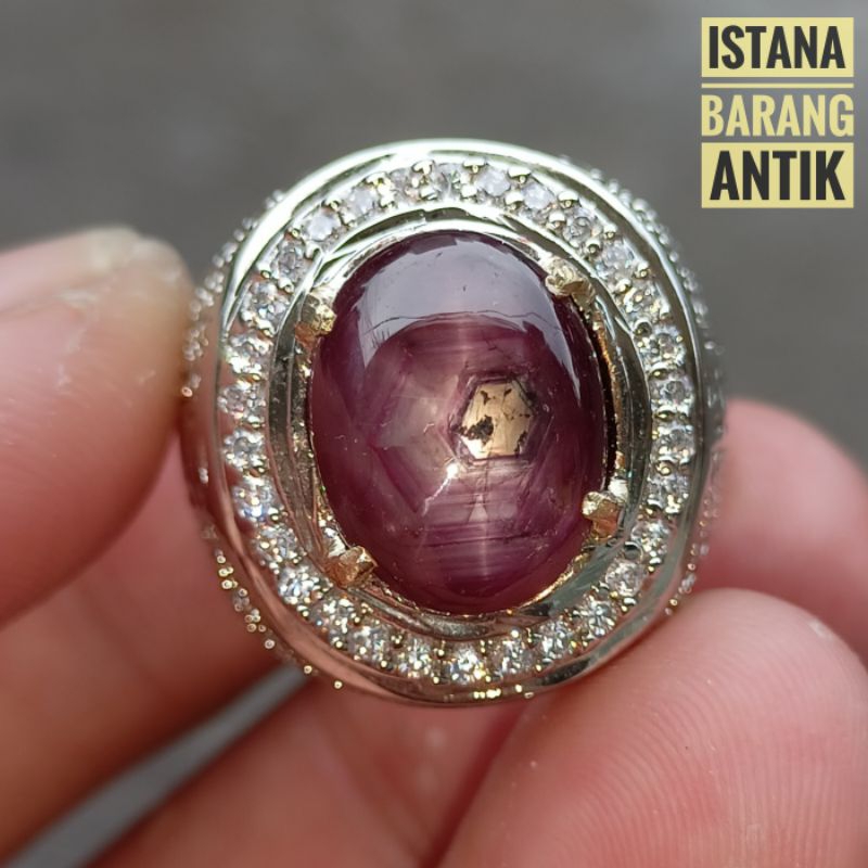 Cincin Batu Permata Ruby Star Burma Original+Memo