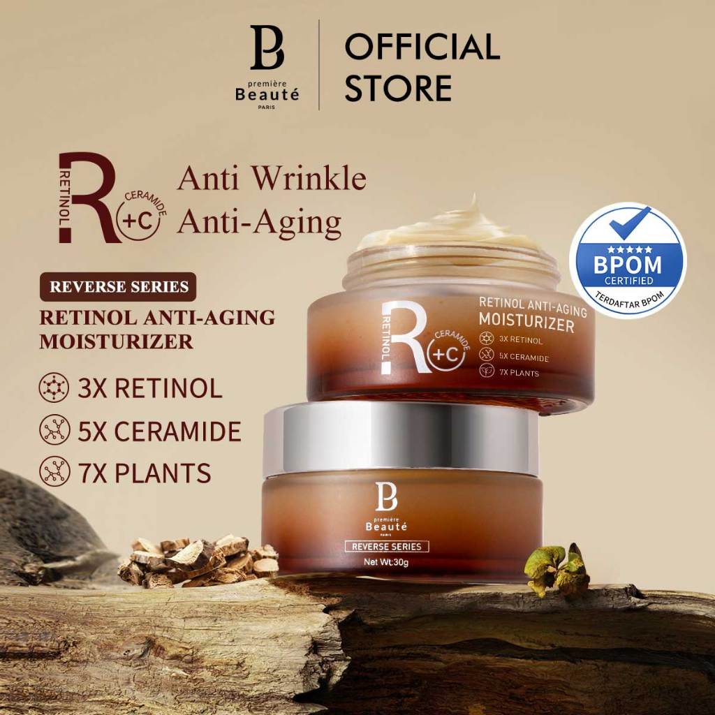 𝗣𝗥𝗘𝗠𝗜𝗘𝗥𝗘 𝗕𝗘𝗔𝗨𝗧𝗘 REVERSE SERIES RETINOL ANTI-AGING MOISTRURIZER 30g Effectively Fade Fine Lines Skin is Firm &amp; Elastic Anti Wrinkle BPOM