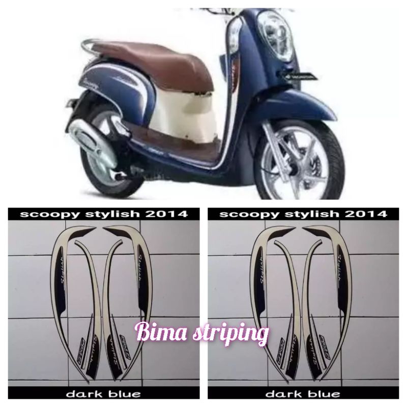 Stiker striping list body full set motor Honda Scoopy Stylish 2013 2014