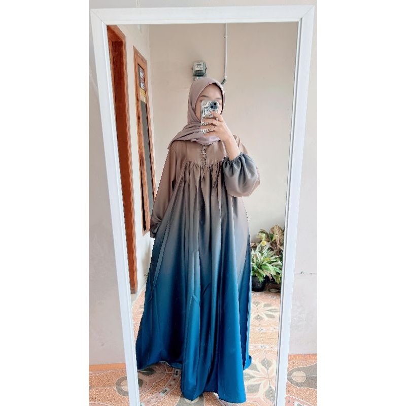 baju gamis armani silk ombre gradasi