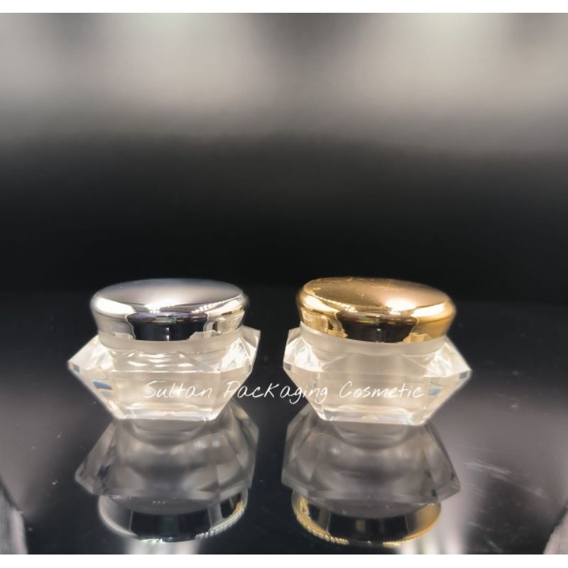 Pot krim akrikik / pot acrylic Diamond 10 gr natural tutup gold - silver mini import