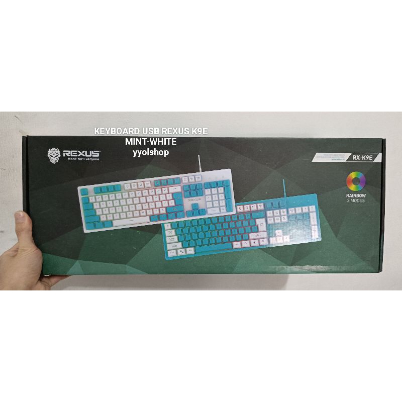 REXUS KEYBOARD GAMING RGB USB RX-K9E MINT WHITE ORIGINAL
