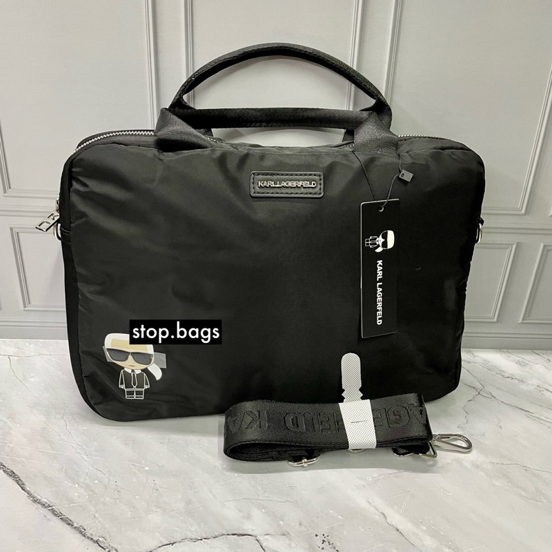 TAS LAPTOP / TAS KERJA / TAS KULIAH / TAS BUKU UNISEX BRANDED FASHION KARL LAGERFELD BAHAN NYLON PRE