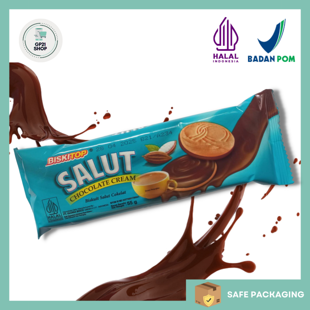 

Biskitop Salut Chocolate Cream 55gr - Biskuit Salut Coklat Snack Cemilan Murah Enak