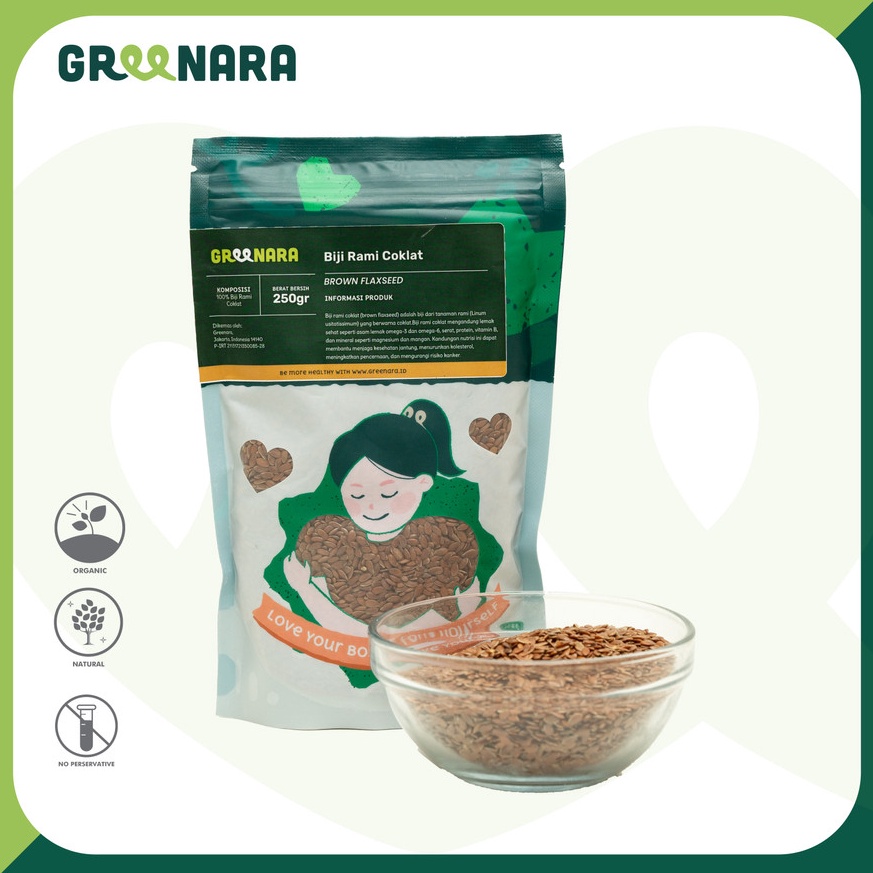 

PROMO ALE Greenara Biji Rami Coklat 25gr Natural Brown Flaxseed