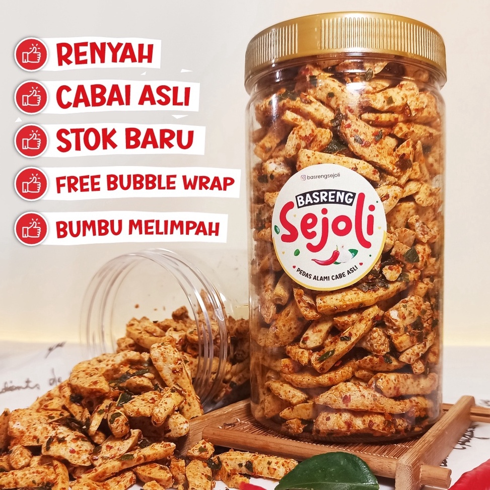 

READY STOK BASRENG VIRAL BASRENG PEDAS DAUN JERUK KEMASAN TOPLES BASRENG RENYAH Basreng Sejoli
