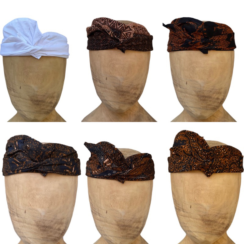 Udeng putih Polos & batik bali setengah Jadi (udeng jangkrik)/UdengPutih/Udengbatik/Udenghitampolos