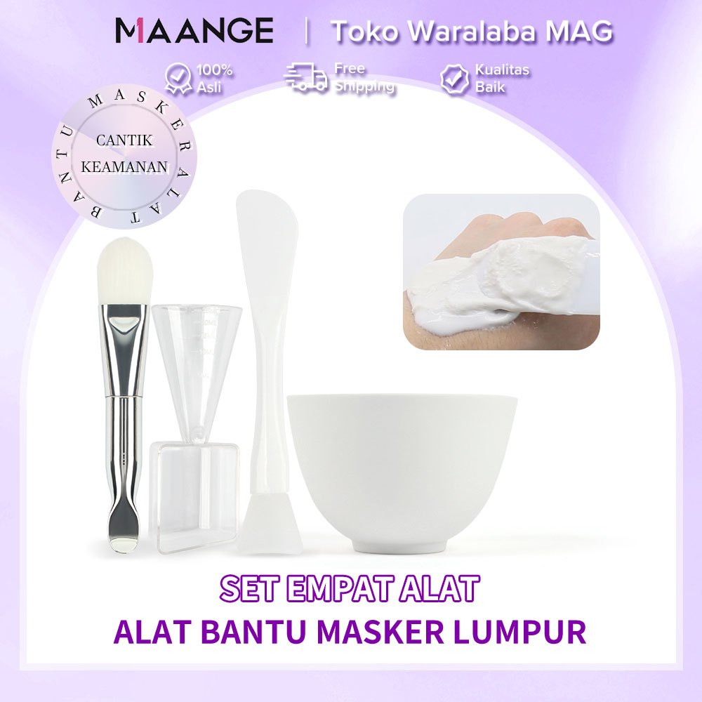 MAANGE Mangkok Masker 4 In 1 Set Lengkap Satu Keluarga Lulur Kuas Pengaduk Sendok Kuas Masker Kualit